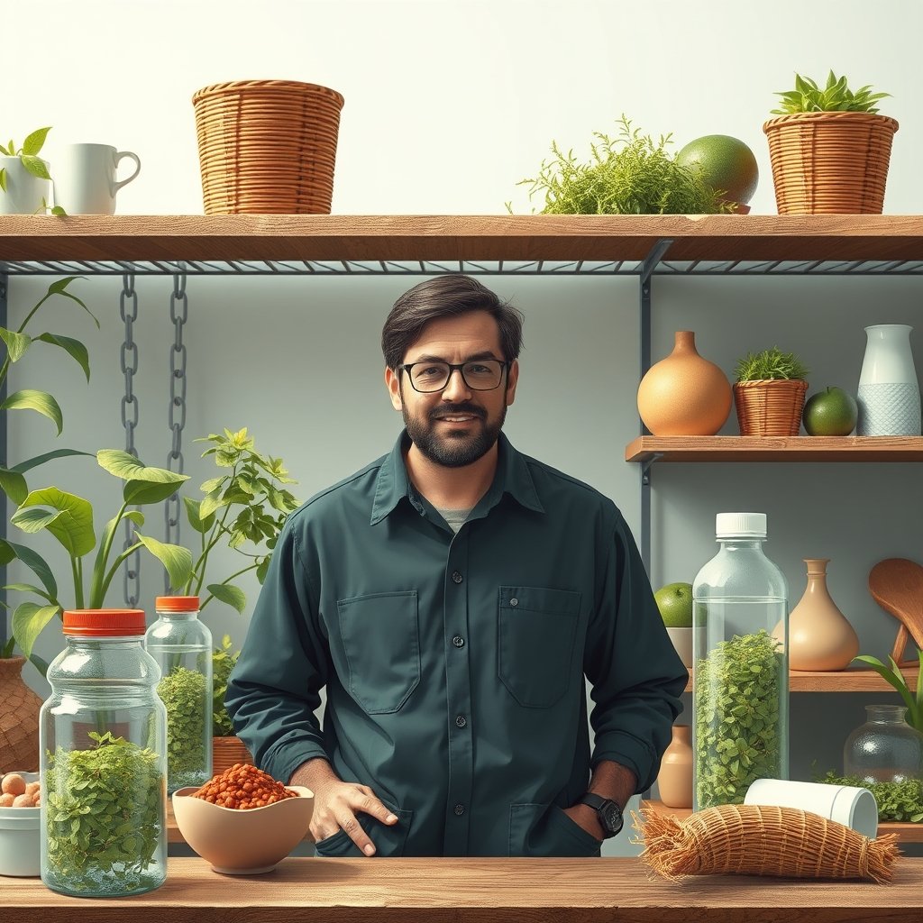 Ilustración abstracta sobre innovación sostenible en la industria de alimentación y bebidas