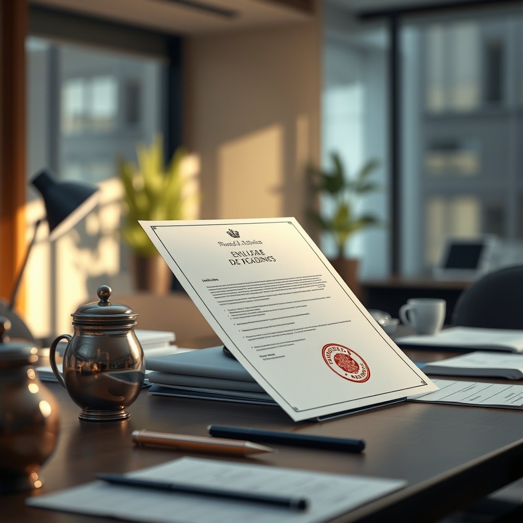 Ilustración conceptual de una invitación institucional sospechosa sobre una mesa