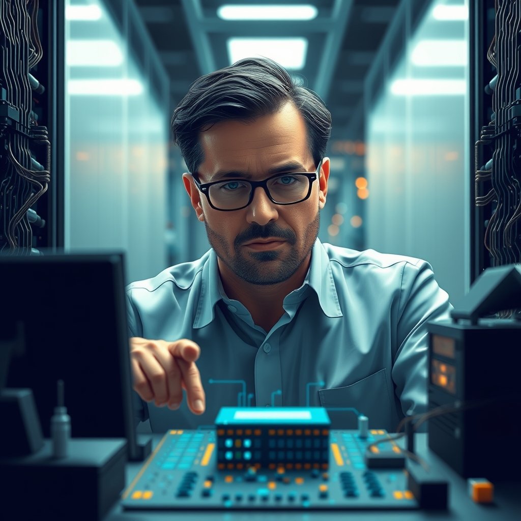 Representación abstracta de la tecnología de computación cuántica y redes fotónicas
