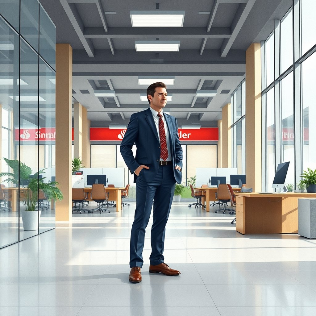 Ilustración conceptual de oficinas corporativas bancarias y tecnológicas