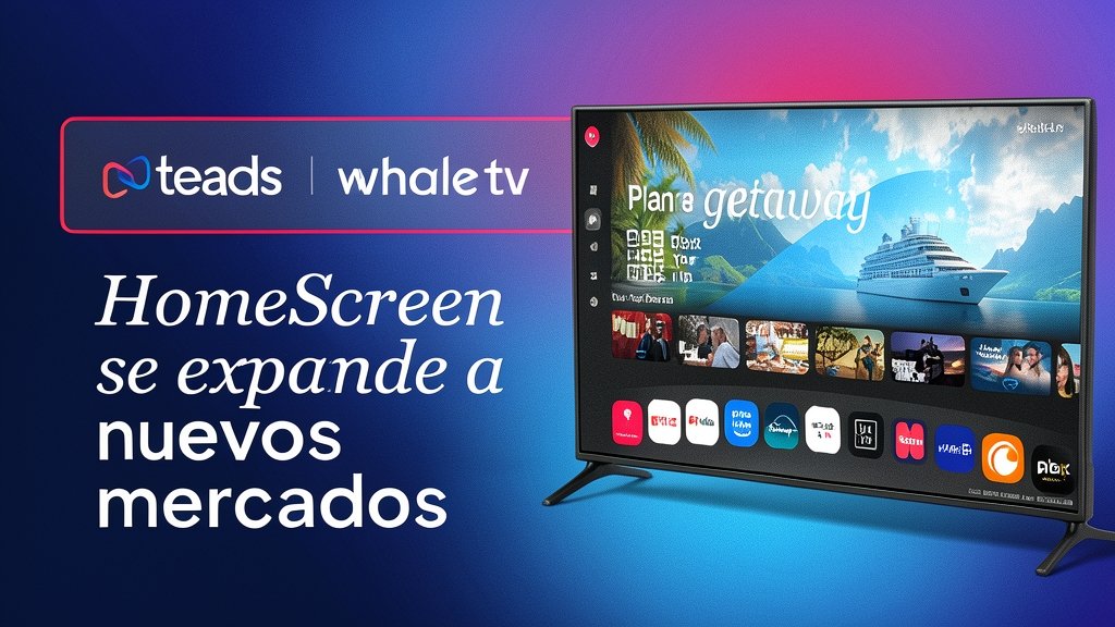 Ilustración abstracta de televisión conectada y expansión global de publicidad digital